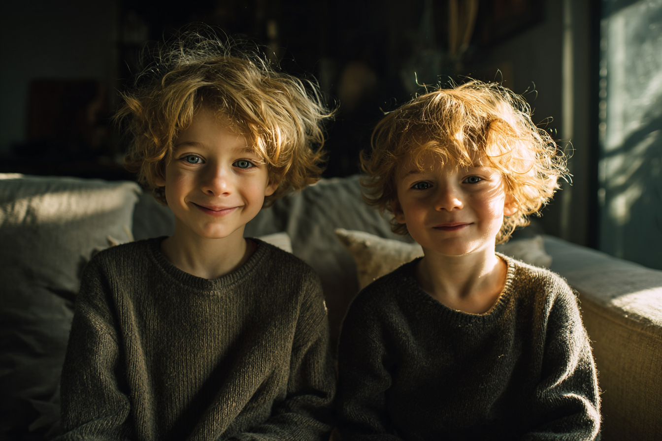 Dos chicos sentados en una habitación | Fuente: Midjourney