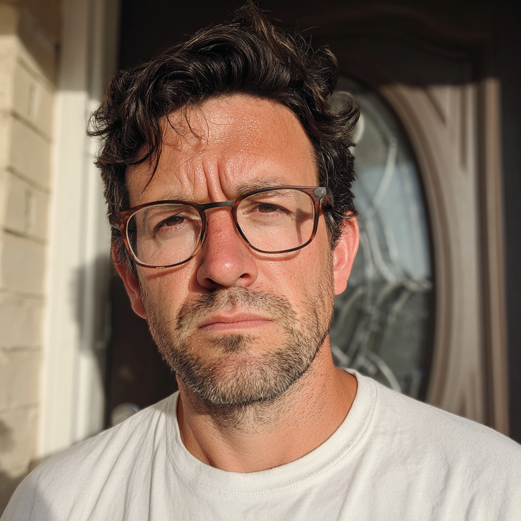 Un hombre de pie en la puerta de tu casa | Fuente: Midjourney