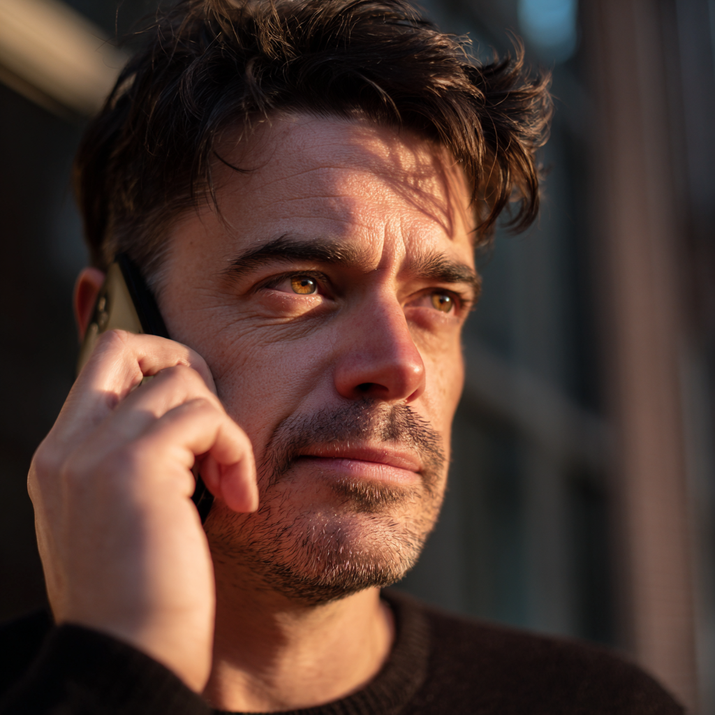 Primer plano de un hombre hablando por teléfono | Fuente: Midjourney