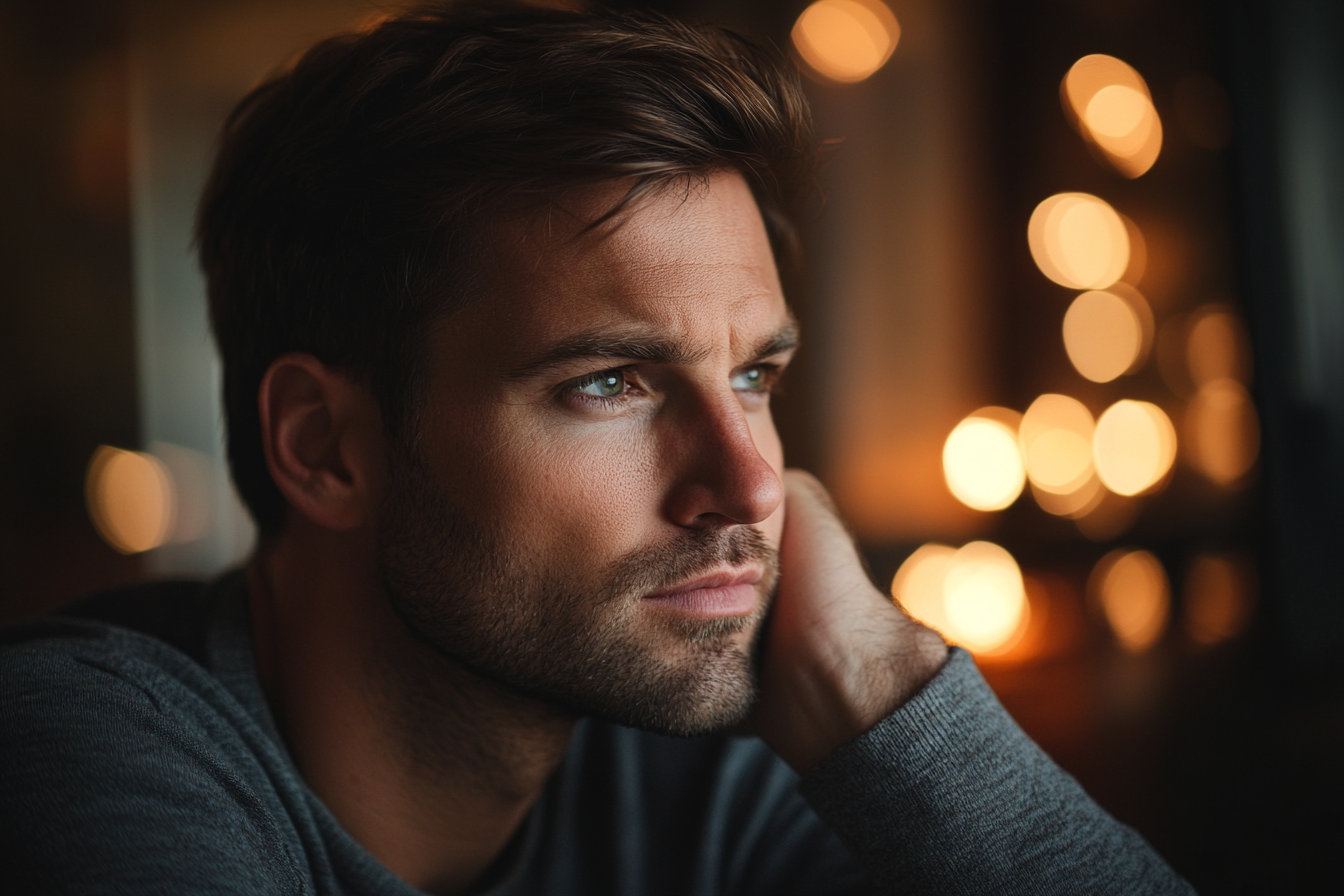 Un hombre con la mirada fija en algo | Fuente: Midjourney