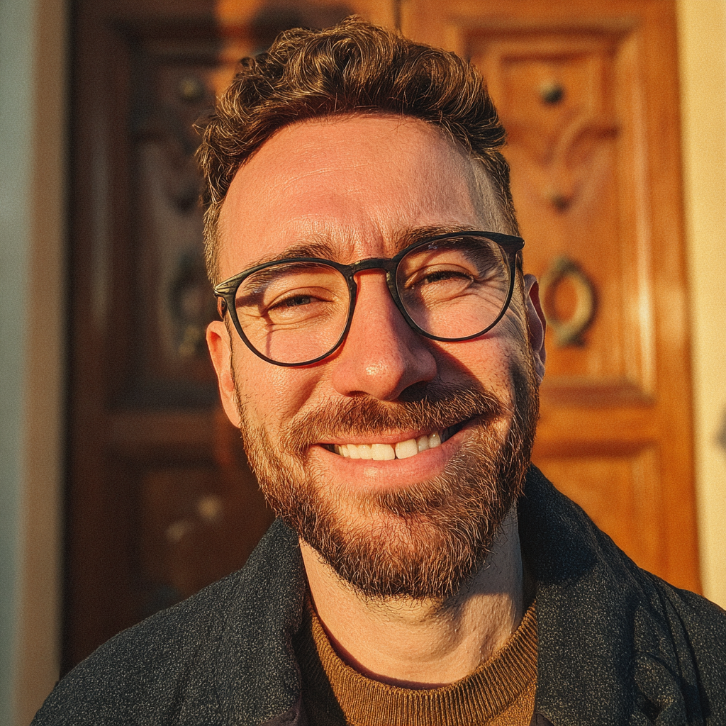 Primer plano de un hombre sonriente | Fuente: Midjourney