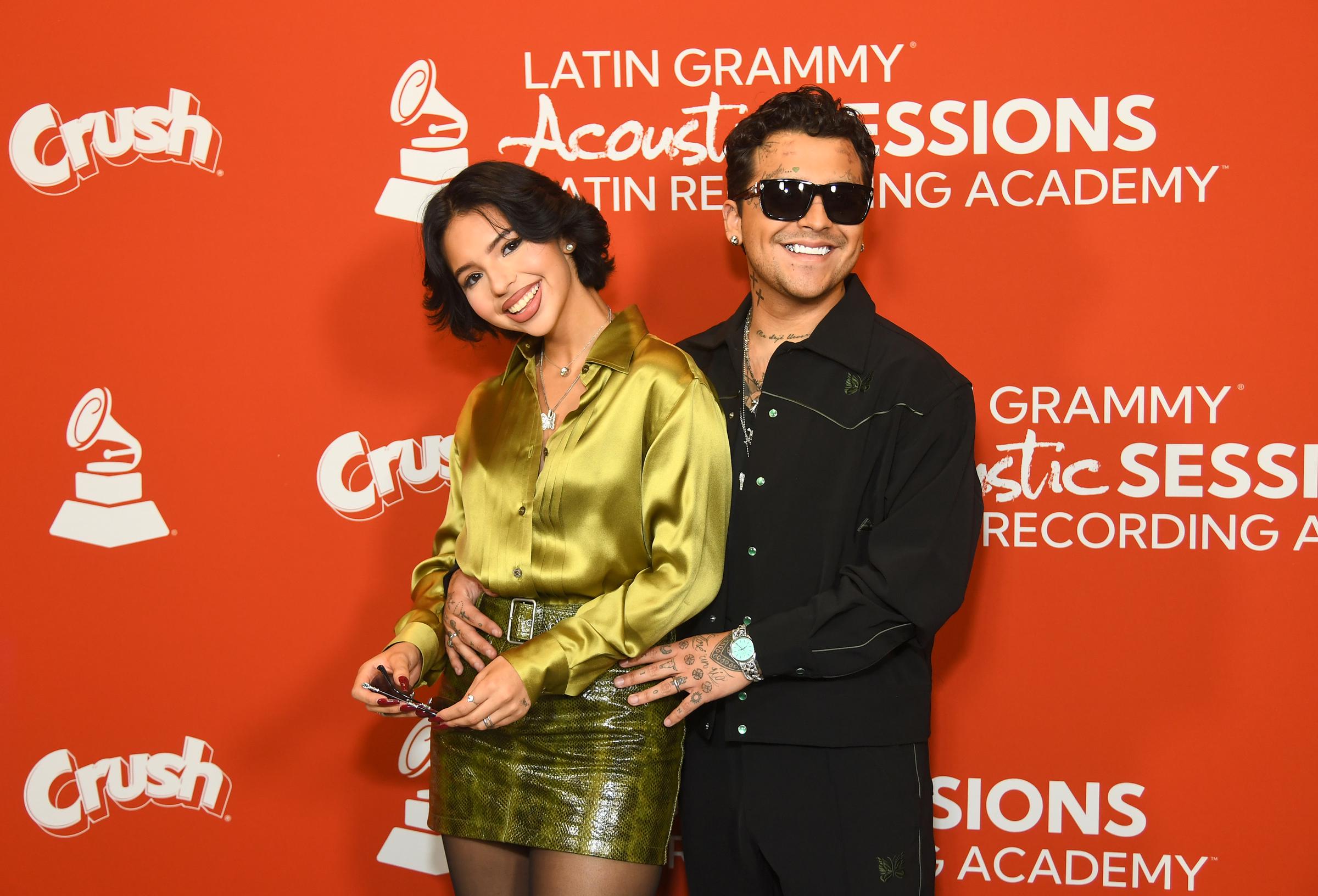 Ángela Aguilar y Christian Nodal asisten a las Latin GRAMMY Acoustic Sessions con Christian Nodal en el GRAMMY Museum L.A. Live el 16 de octubre de 2024 en Los Ángeles, California. | Fuente: Getty Images