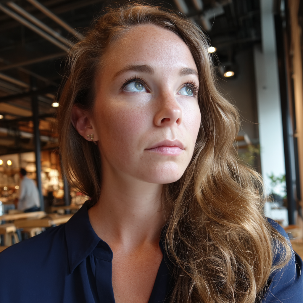 Una mujer de pie en una cafetería | Fuente: Midjourney