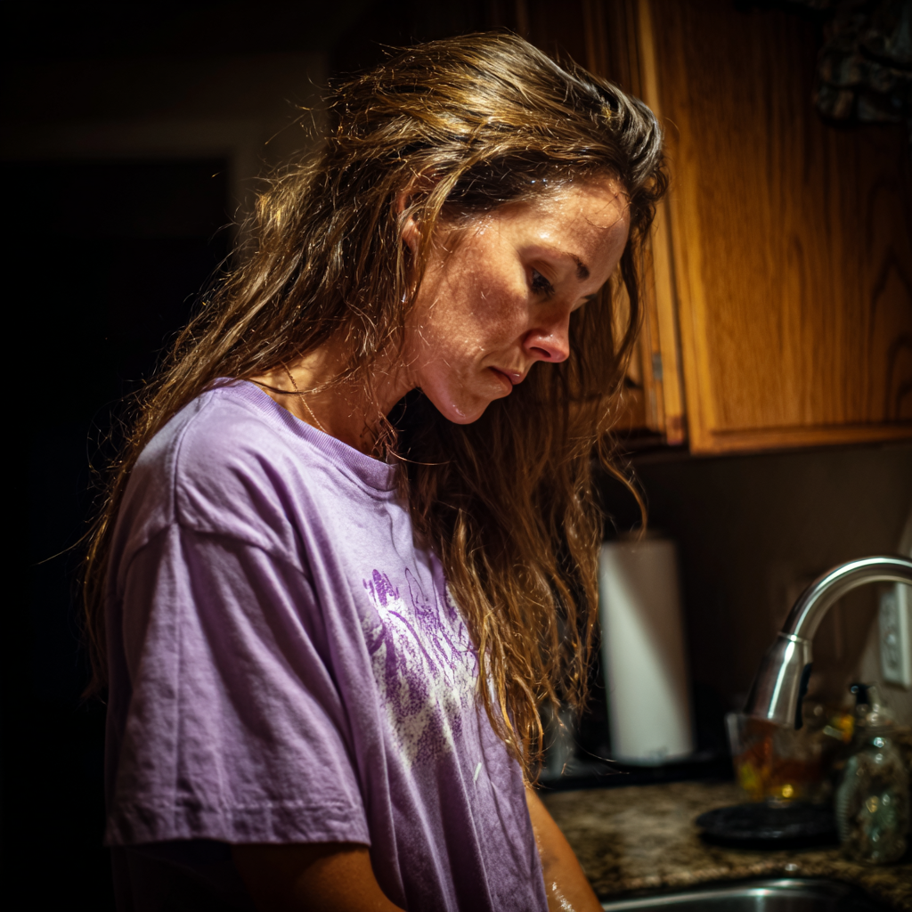 Una mujer junto a un fregadero | Fuente: Midjourney