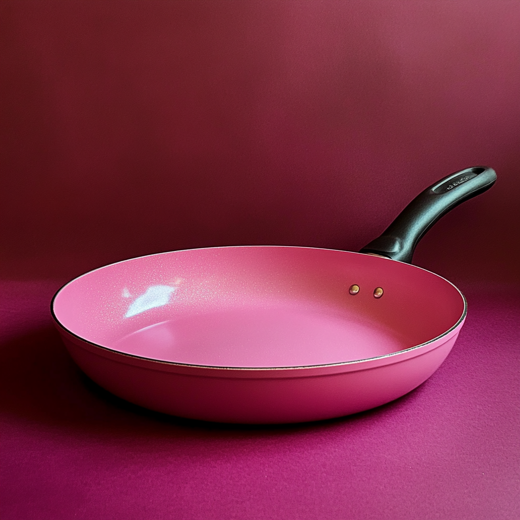 Una sartén antiadherente rosa | Fuente: Midjourney