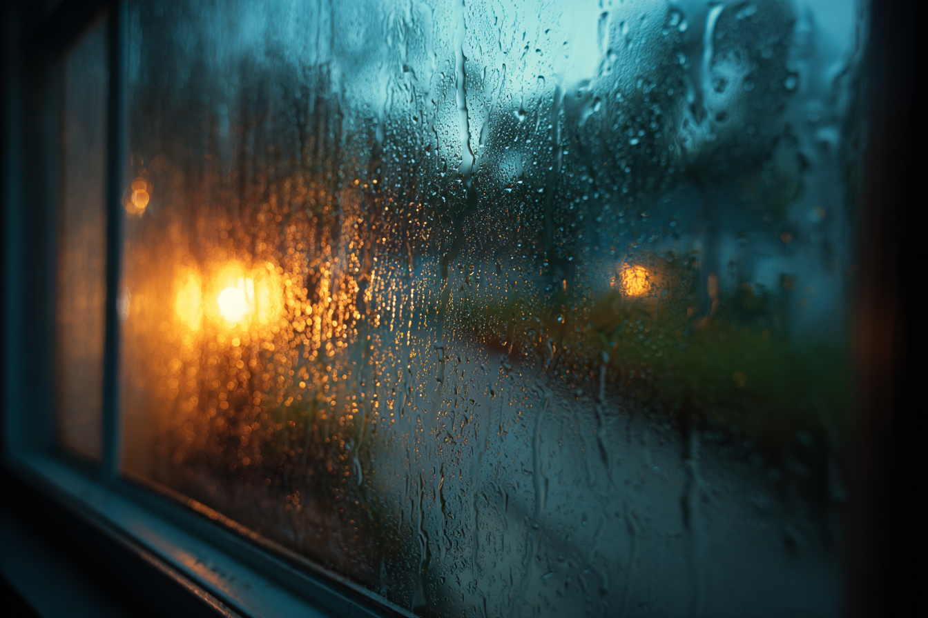 Gotas de lluvia en una ventana | Fuente: Midjourney