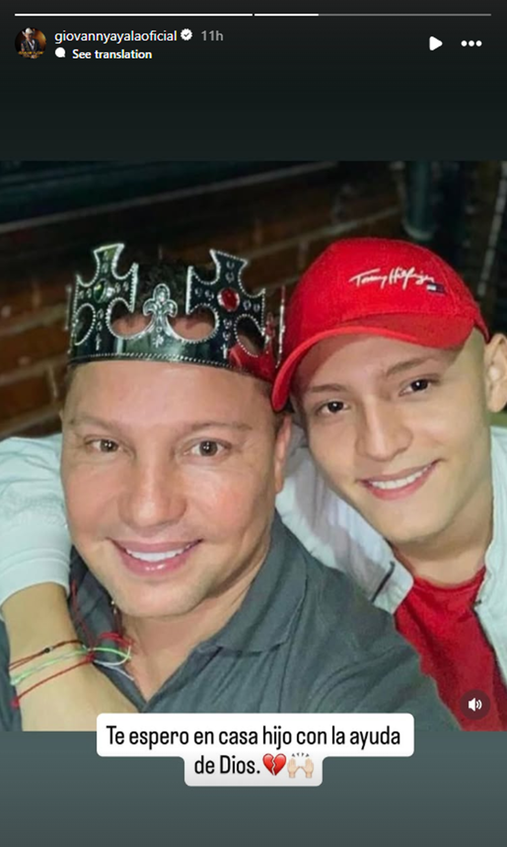Mensaje de Giovanny Ayala compartido en Instagram tras el secuestro de su hijo, Miguel Ayala | Fuente: Instagram Stories/giovannyayalaoficial
