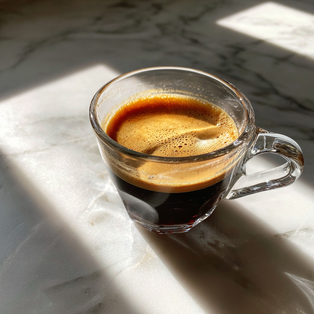 Un espresso sobre una encimera de mármol | Fuente: Midjourney
