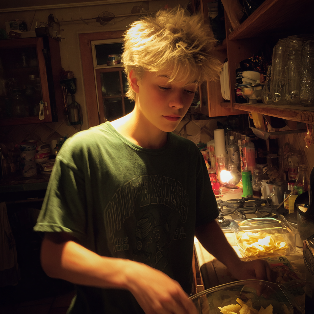Un adolescente de pie en una cocina | Fuente: Midjourney