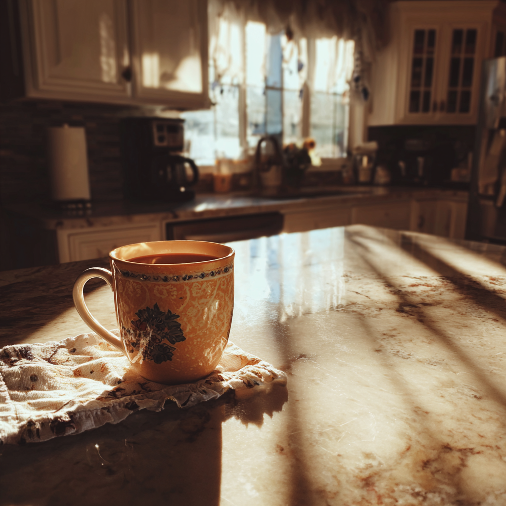 Una taza de café sobre una mesa | Fuente: Midjourney