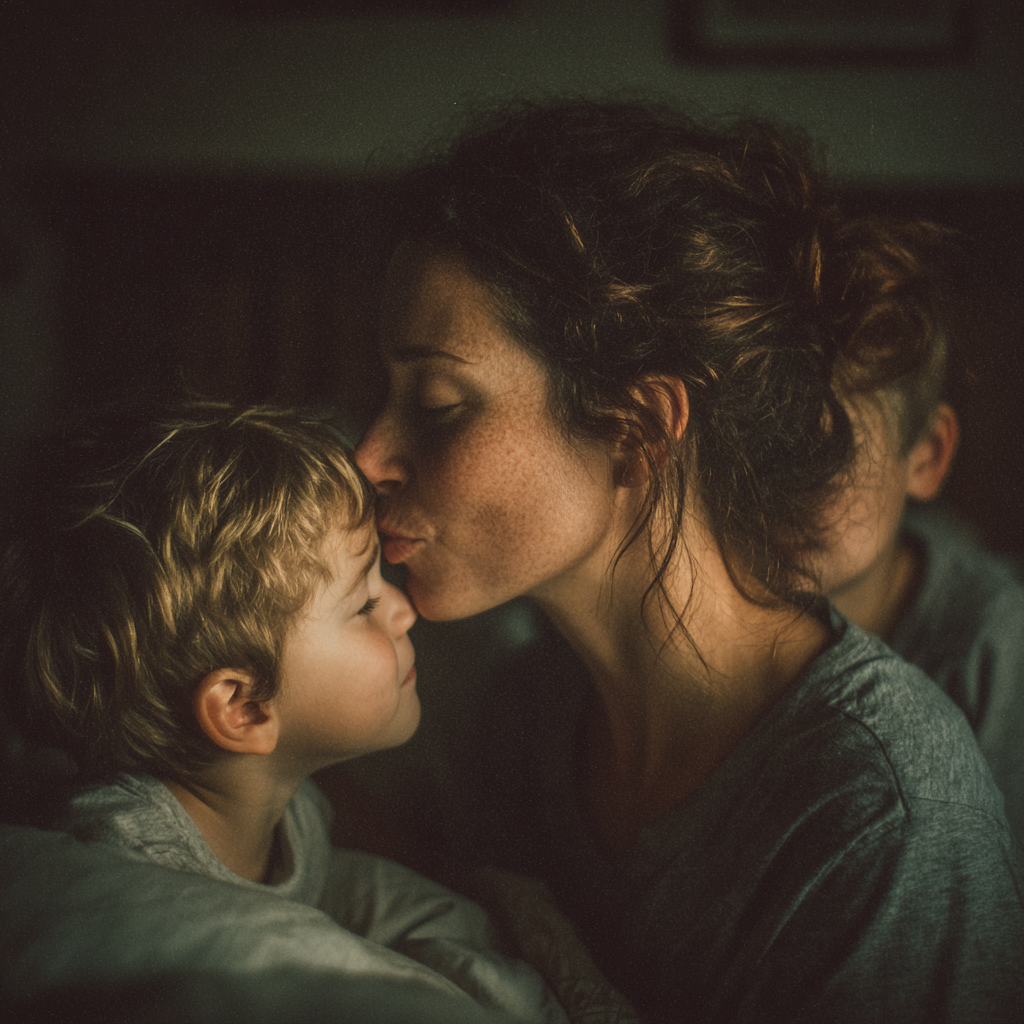 Una madre arropando a sus hijos | Fuente: Midjourney