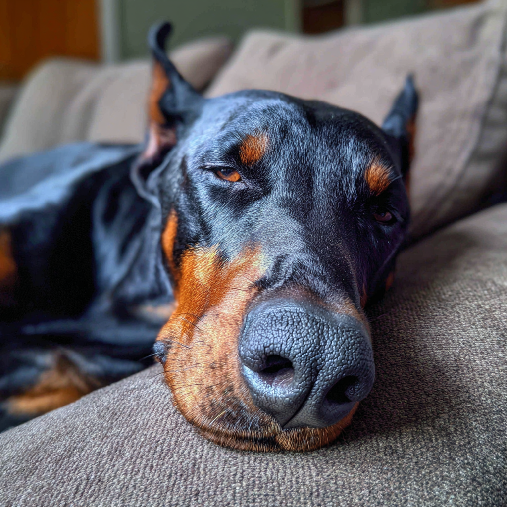 Un perro descansando en un sofá | Fuente: Midjourney