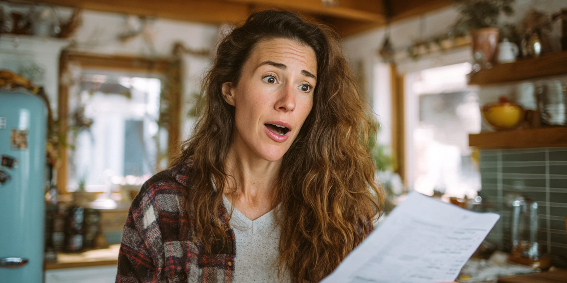 Mujer jadeando mientras mira un documento | Fuente: Pexels