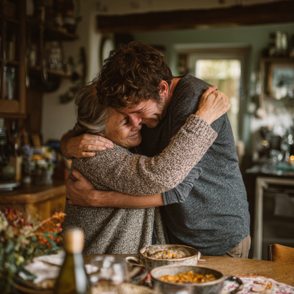 Una madre y su hijo abrazados | Fuente: Midjourney