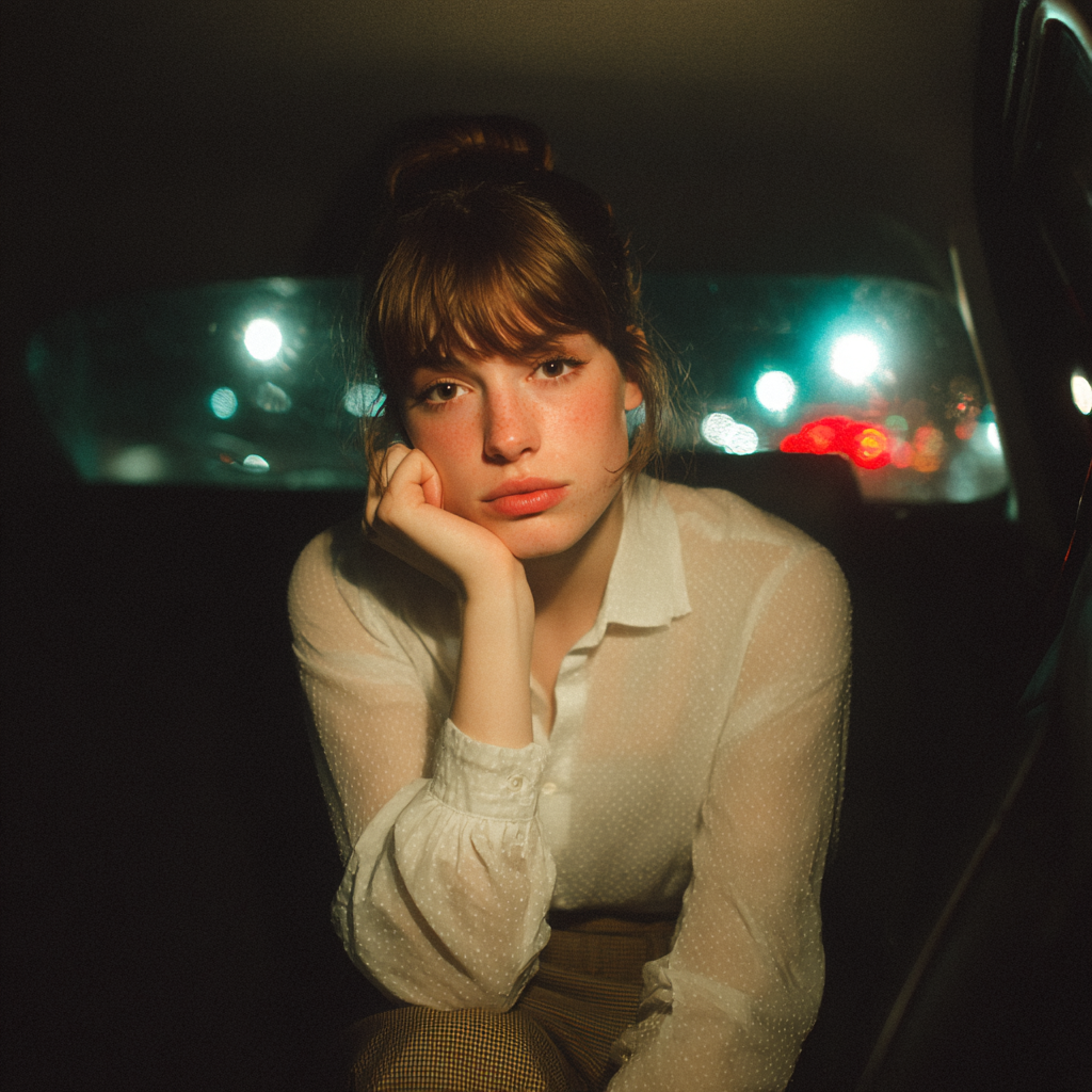 Una mujer sentada en un automóvil | Fuente: Midjourney