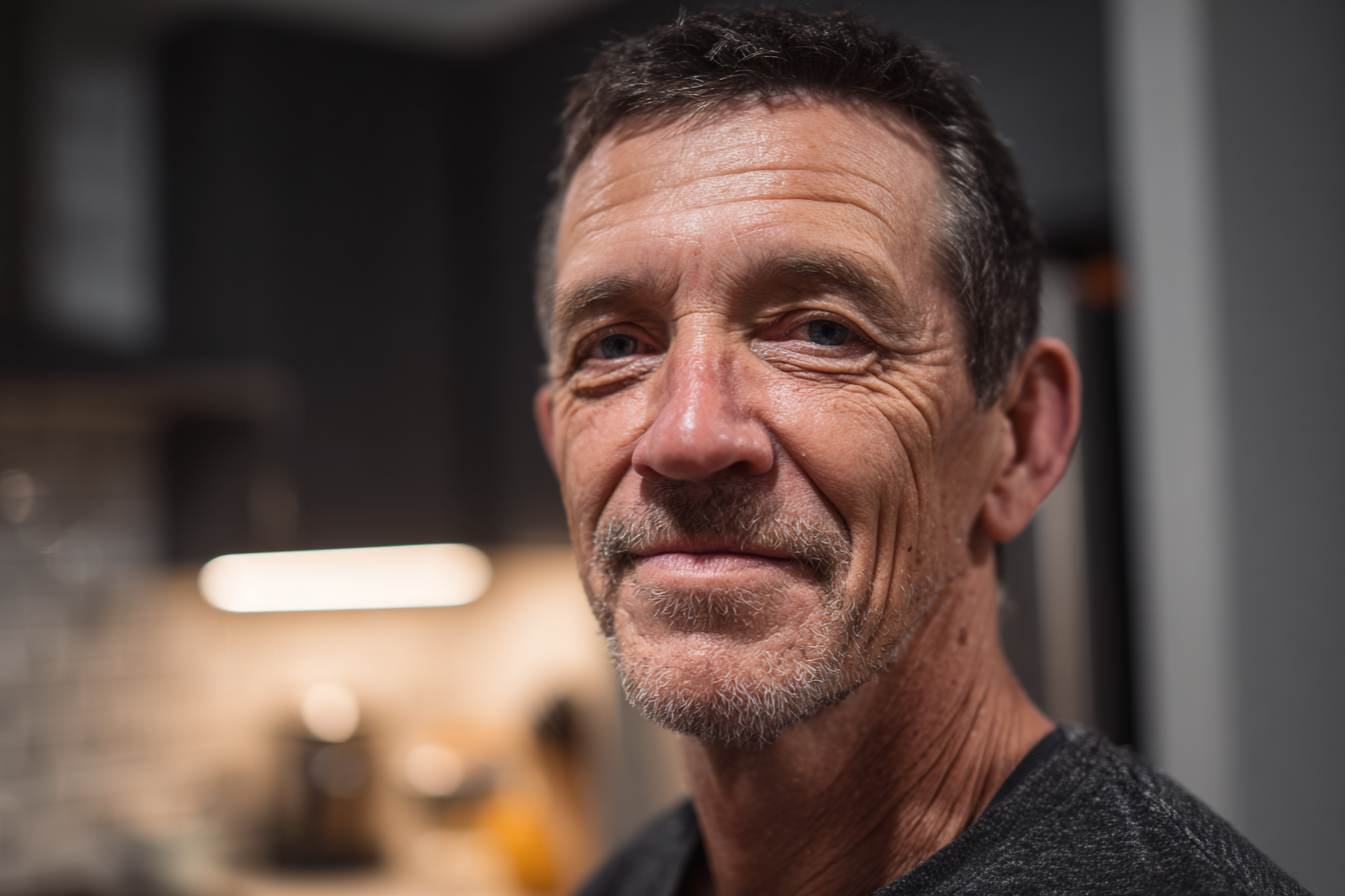 Un hombre de pie en la cocina | Fuente: Midjourney