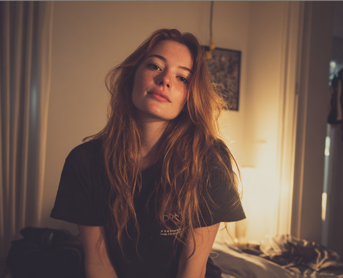 Una mujer sentada en una cama | Fuente: Midjourney