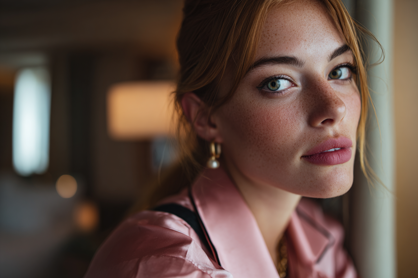 Una mujer sentada en una habitación de hotel | Fuente: Midjourney