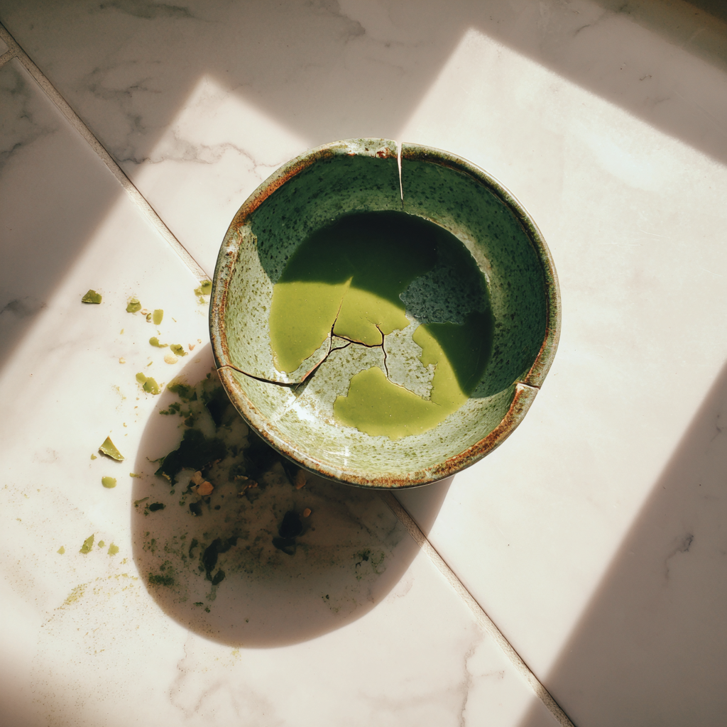 Un plato de sopa roto | Fuente: Midjourney