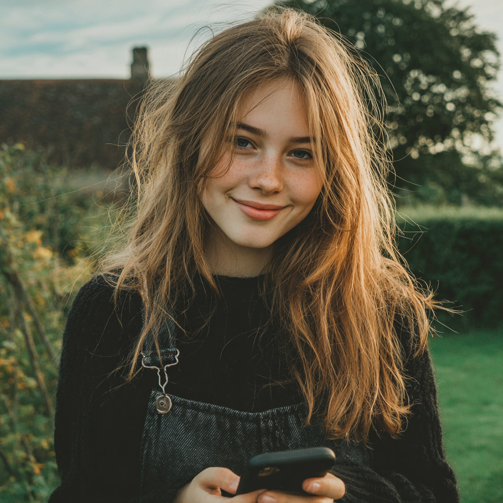 Una adolescente en el exterior | Fuente: Midjourney
