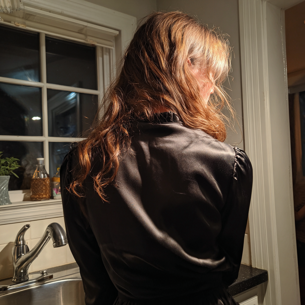Una mujer ante un fregadero de cocina | Fuente: Midjourney