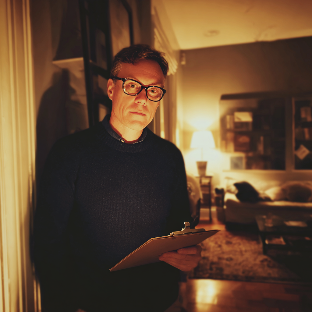 Un hombre sujetando un portapapeles | Fuente: Midjourney