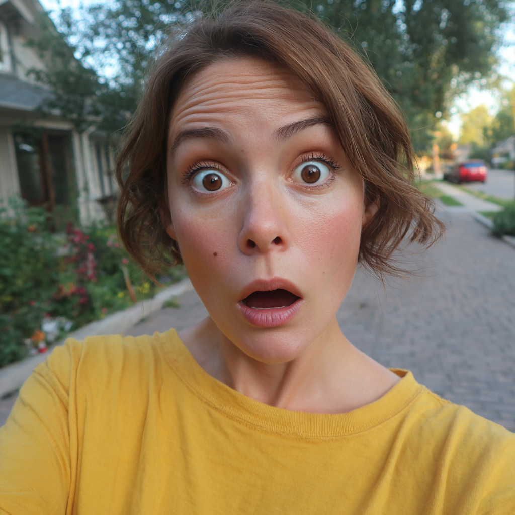 Una mujer conmocionada en el exterior | Fuente: Midjourney