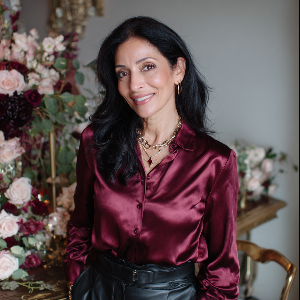 Una mujer sonriente con el pelo negro y liso | Fuente: Midjourney