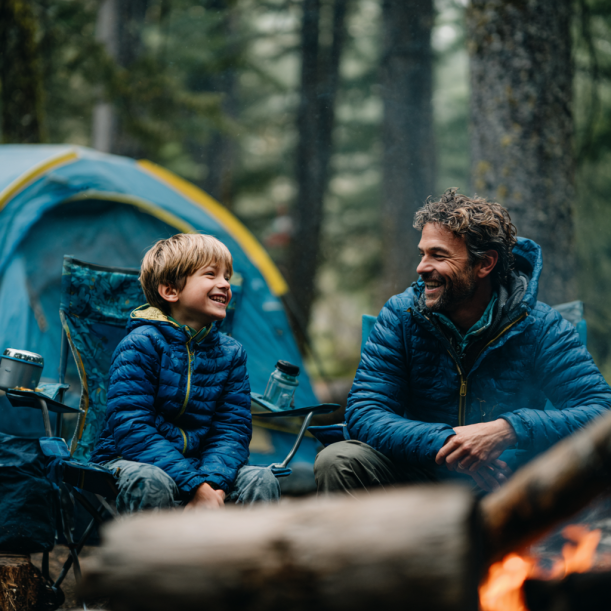Un padre y su hijo riendo | Fuente: Midjourney