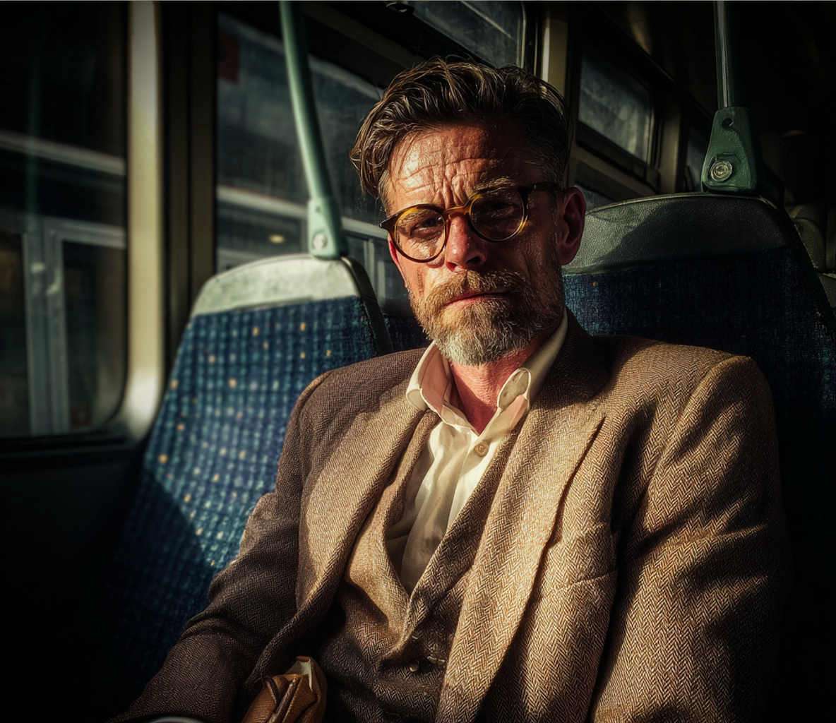 Un hombre con un traje marrón | Fuente: Midjourney