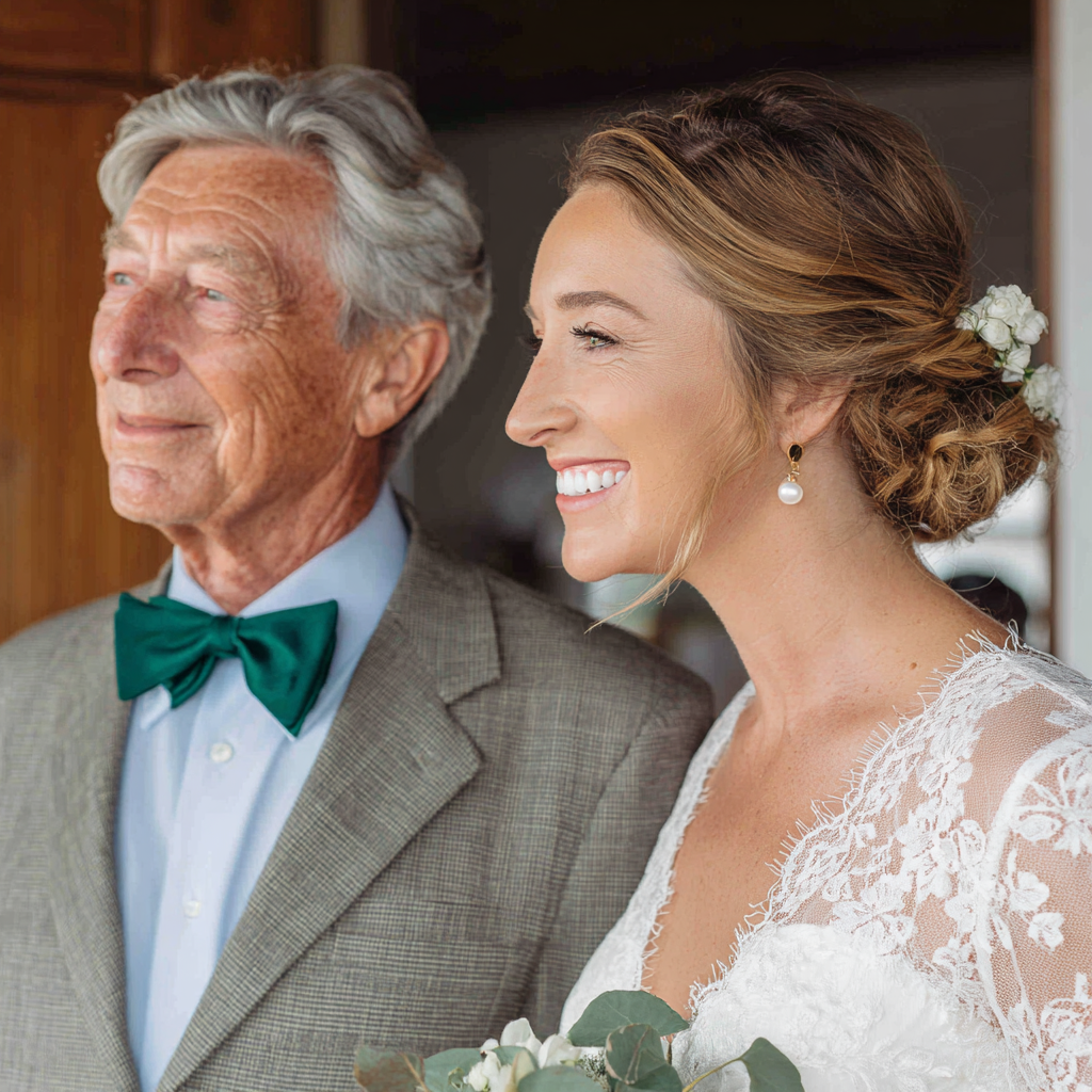 Un abuelo acompañando a su nieta al altar | Fuente: Midjourney
