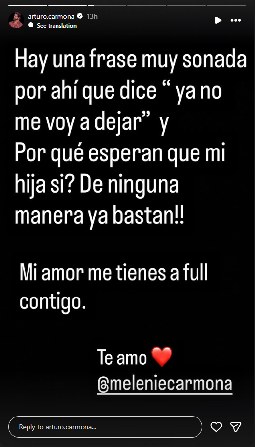 La respuesta de Arturo Carmona | Fuente: Instagram/stories/arturo.carmona