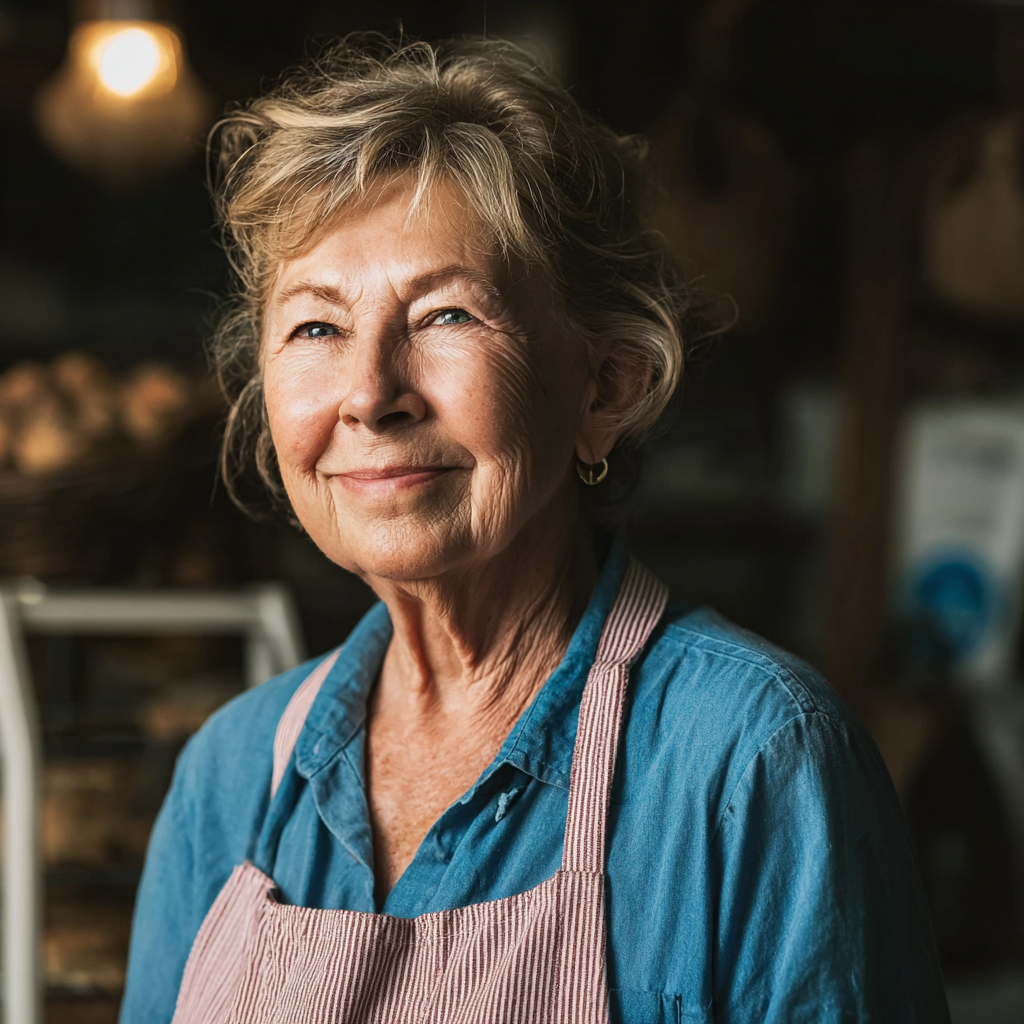 Una amable abuela en una panadería | Fuente: Midjourney