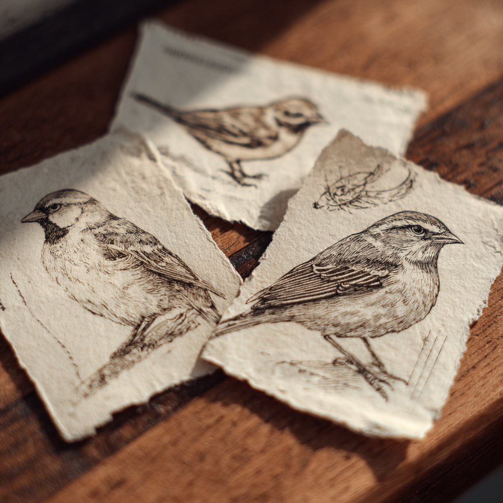Dibujos de pájaros sobre papel | Fuente: Midjourney