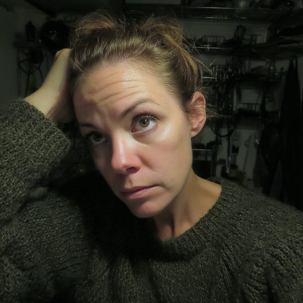 Una mujer alterada con la mano en la cabeza | Fuente: Midjourney