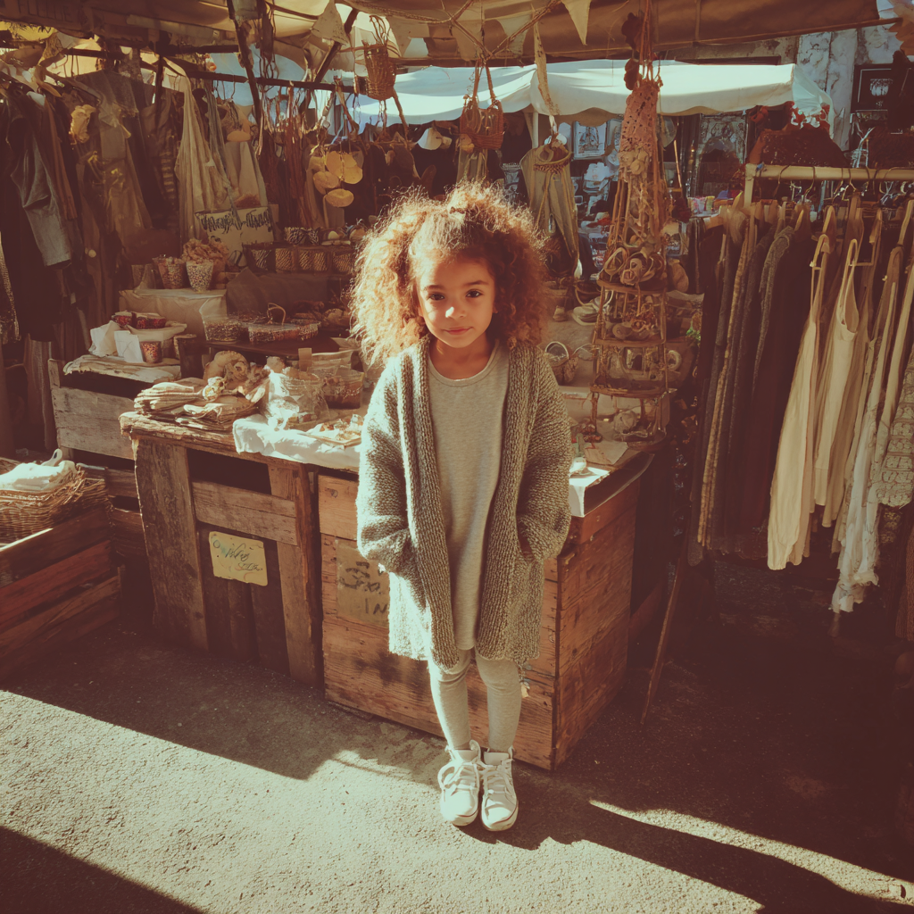 Una niña con una rebeca | Fuente: Midjourney