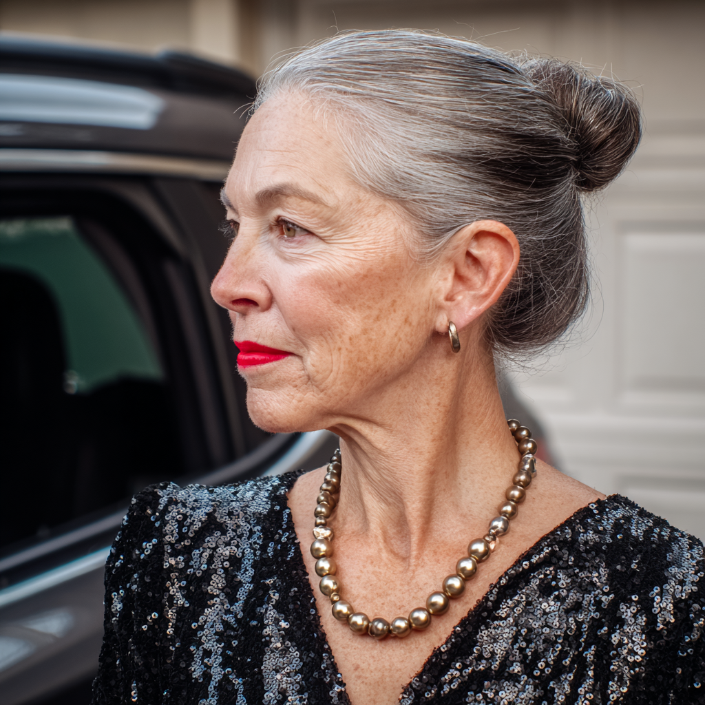 Una mujer de pie junto a un automóvil | Fuente: Midjourney