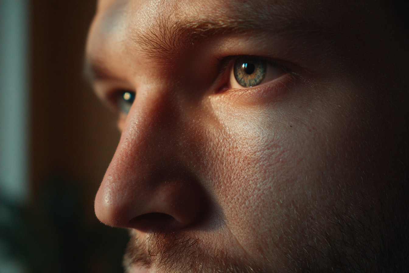 Primer plano de la cara de un hombre | Fuente: Midjourney