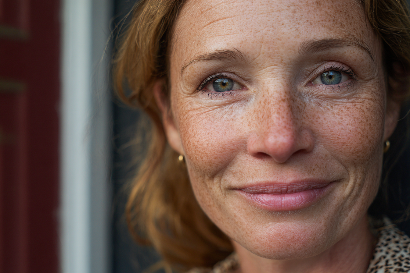 Una mujer delante de una casa | Fuente: Midjourney