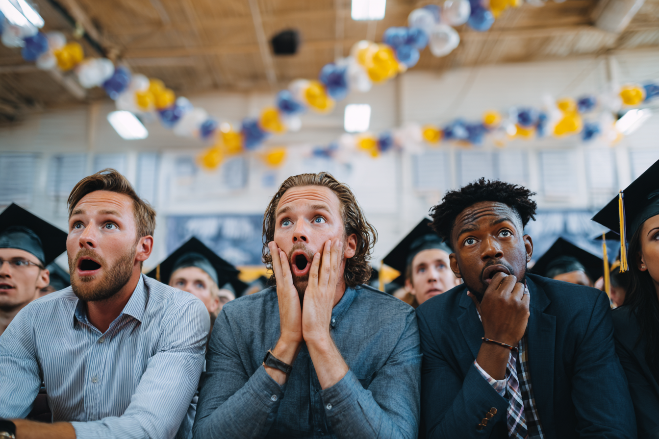 Gente en una ceremonia de graduación | Fuente: Midjourney