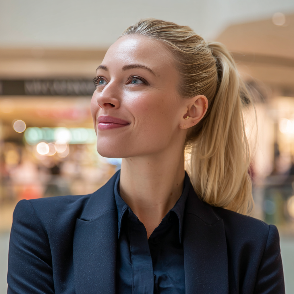 Primer plano de una mujer sonriente | Fuente: Midjourney