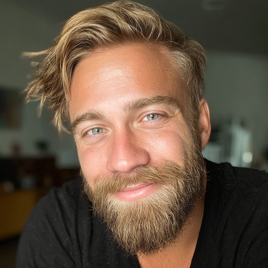 Primer plano de un hombre sonriente | Fuente: Midjourney